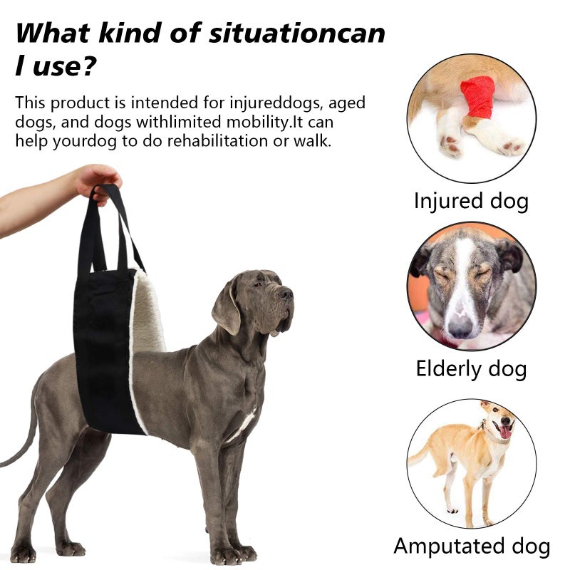 FSUHHIAD 20-150lb Dog Sling for Large Dogs Hind Leg Support, Hevy Duty Portable Dog Lift Harness for Back Legs, Dog Hip Harness Large Breed, Dogs Lifter to Help Lift Rear for Senior/Injured Dog - Image 3